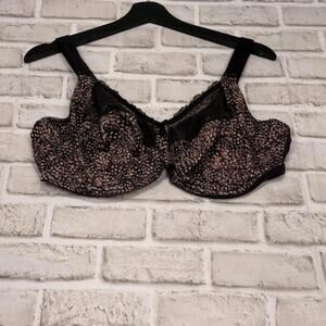 Elomi Size 36I Morgan Ebony Stretch Banded Bra Patterned Underwire Full Cup